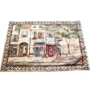 Mohawk Cafe De Paris Tapestry Wall Hanging Decor Art Size 54x38" 2002 Made USA